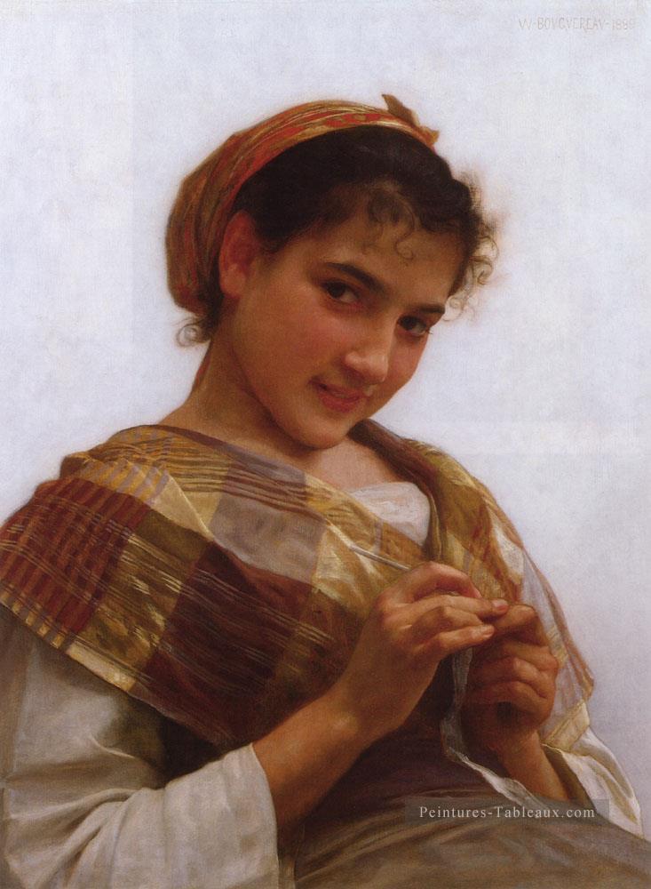 Portrait d’une jeune fille au crochet réalisme William Adolphe Bouguereau Peintures à l'huile